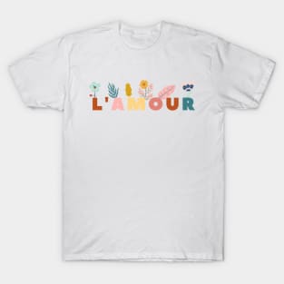 Amour Love Amore Flowers pastel colors summer T-Shirt